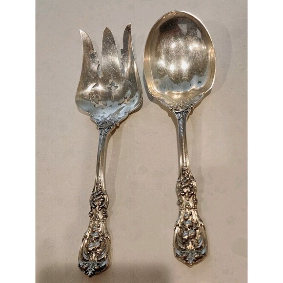 Beautiful Reed & Barton Francis 1st Fork & Spoon Salad Set Old Marks - Picture 3 of 9